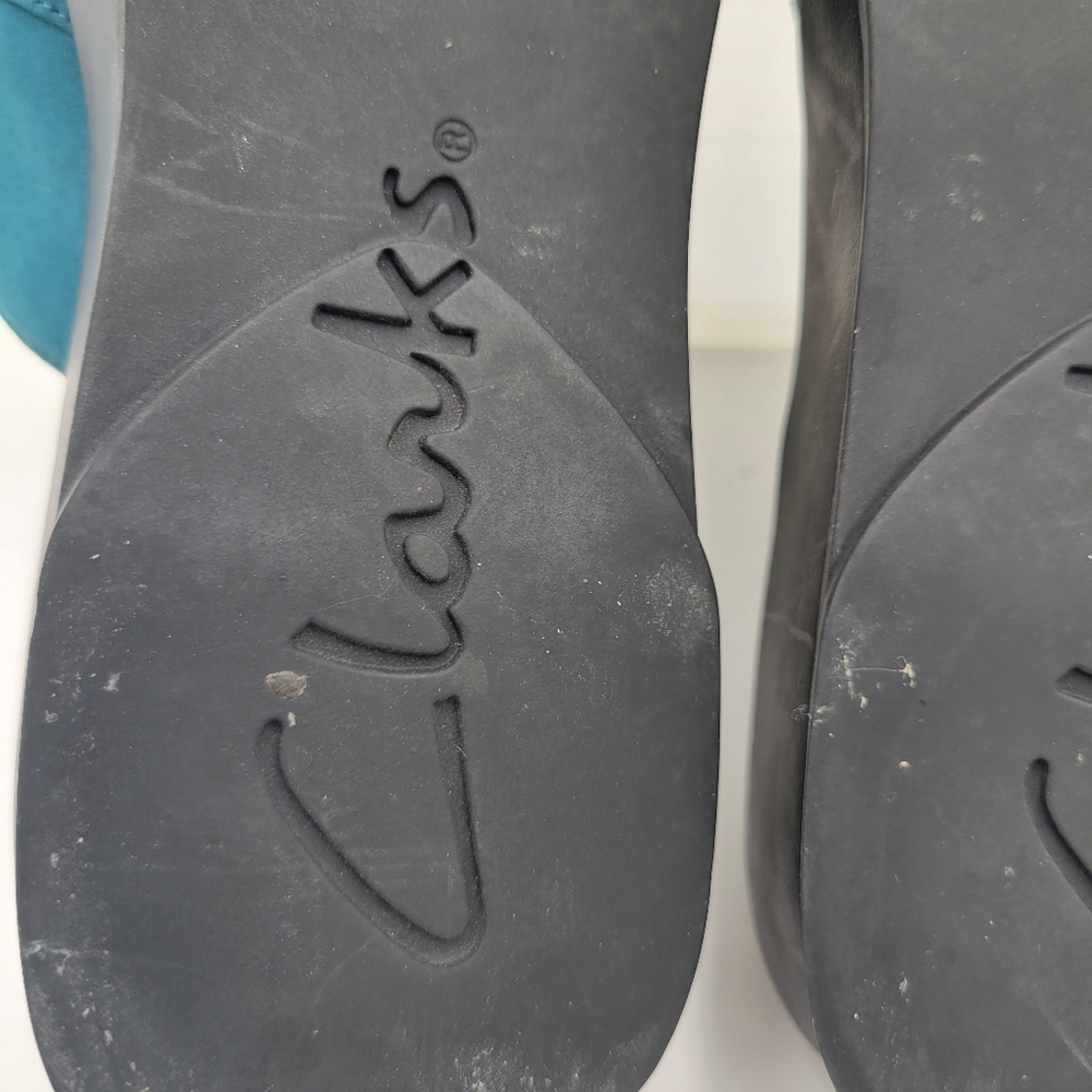 Vintage 2001 Womans Clarks Teal Slides Leather Upper (Suede) 32454 Size 7.5 - Picture 8 of 8